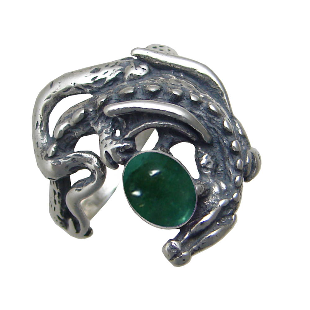 Sterling Silver Dragon of Protection Ring With Fluorite Size 7